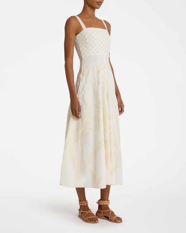 Emporio Sirenuse Anabel Dress With Palm Embroidery