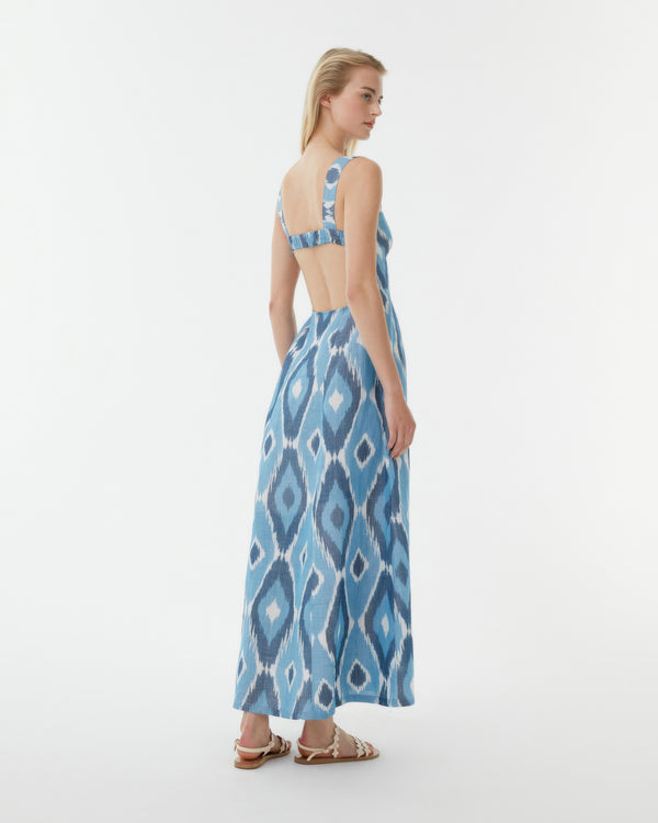 Emporio Sirenuse Azzurra Dress In Diamond Ikat