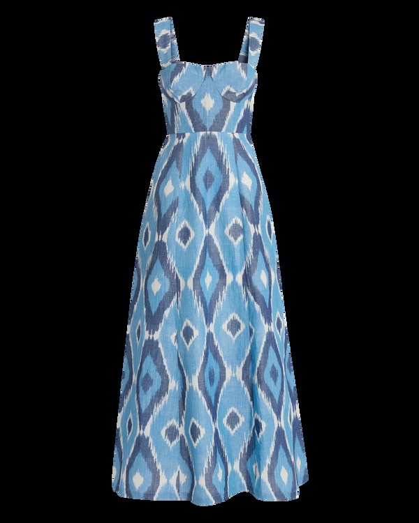 Emporio Sirenuse Azzurra Dress In Diamond Ikat