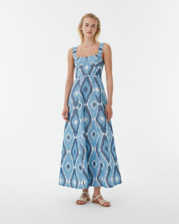emporio sirenuse Azzurra Dress in Diamond Ikat