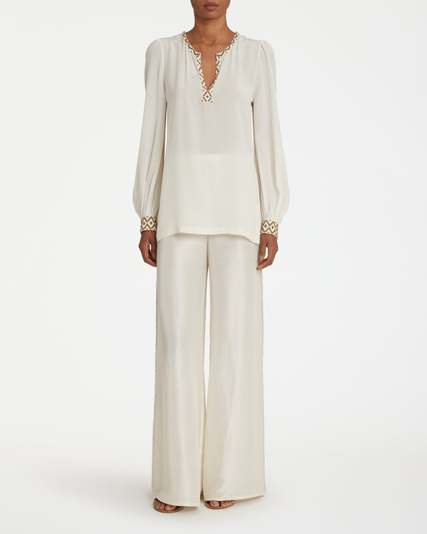 Emporio Sirenuse Blair Trousers In Dupion Silk