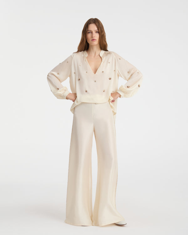 emporio sirenuse Blair Trousers in Dupion Silk
