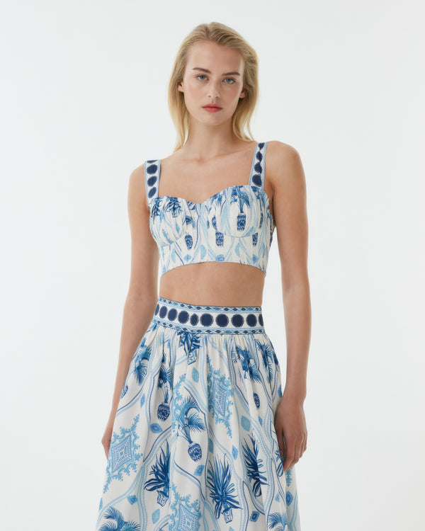 emporio sirenuse Dalia Top in Garden Mesh Print