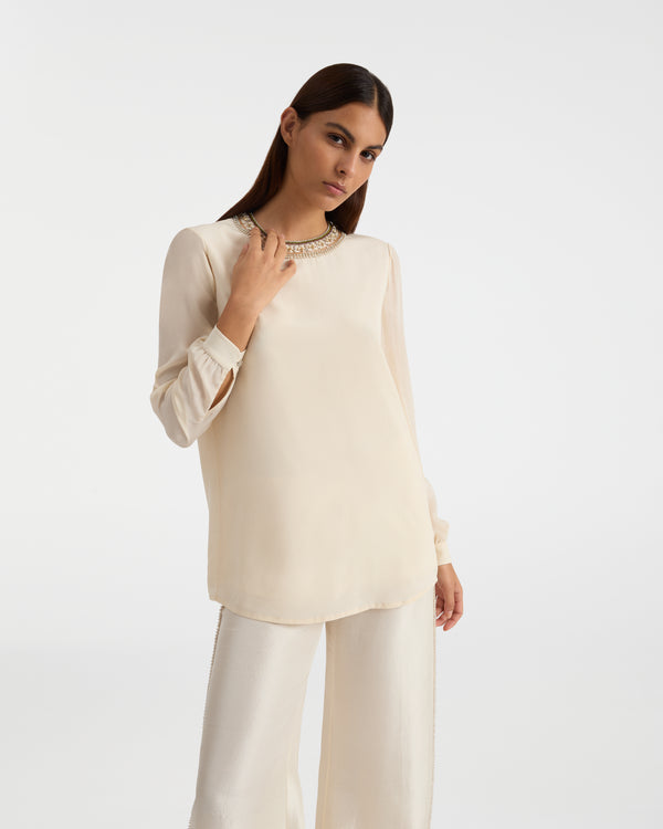 emporio sirenuse Etta Blouse with Embroidery Beads