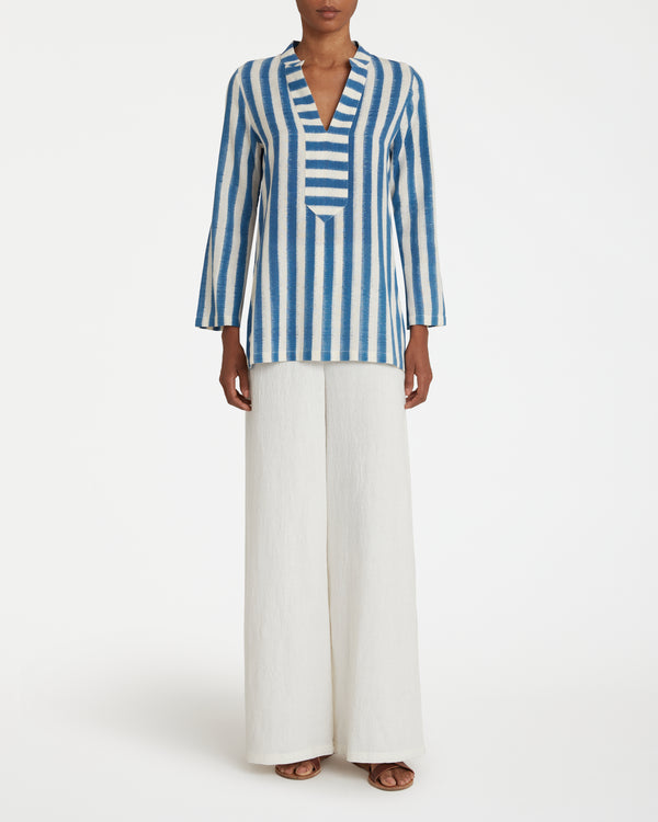 Emporio Sirenuse Jamila Tunic In Ikat Stripes