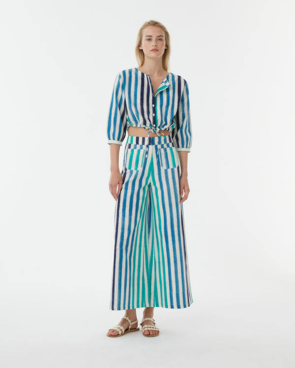 Emporio Sirenuse New Jinny Blouse In Ikat Stripes