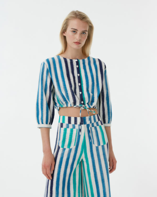 emporio sirenuse New Jinny Blouse in Ikat Stripes