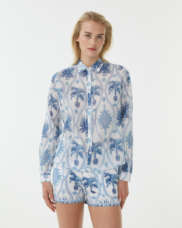 emporio sirenuse Odetta Shirt in Garden Mesh Print