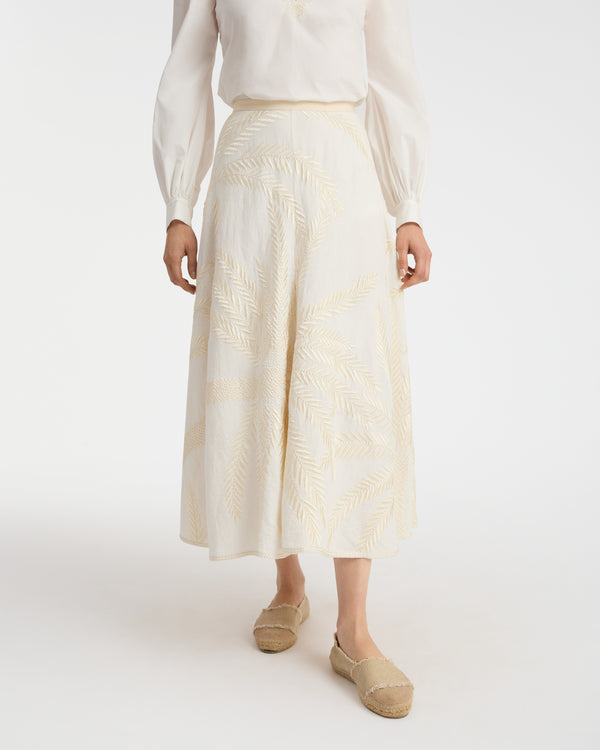 Emporio Sirenuse Tasha Skirt With Palm Embroidery