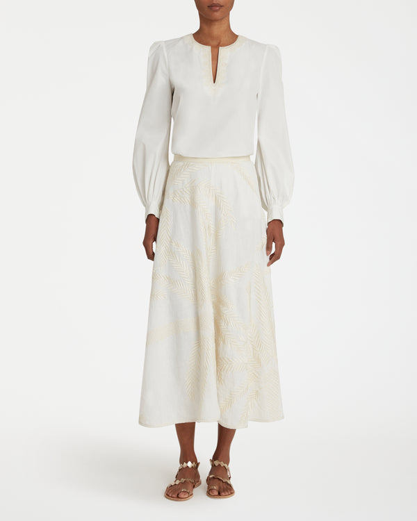 Emporio Sirenuse Tasha Skirt With Palm Embroidery