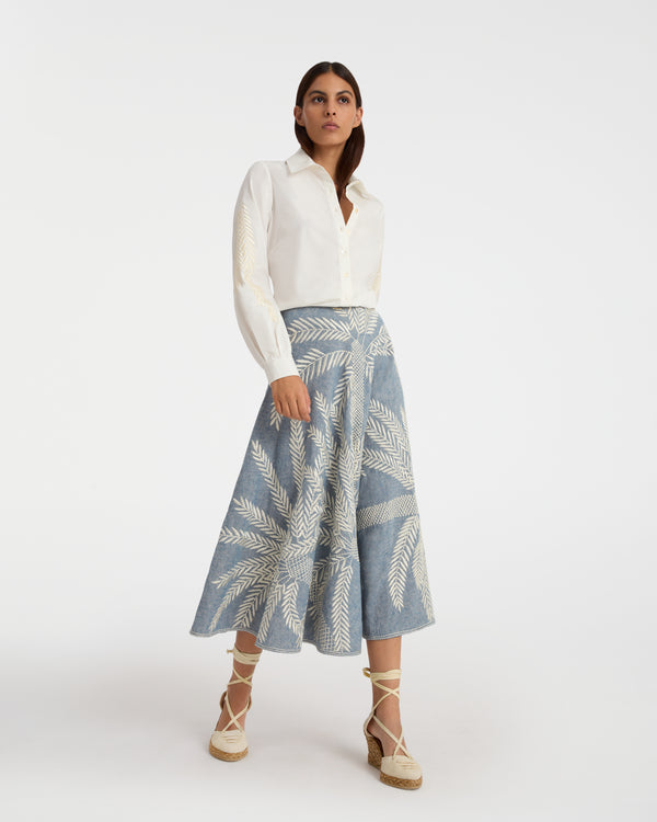 emporio sirenuse Tasha Skirt with Palm Embroidery