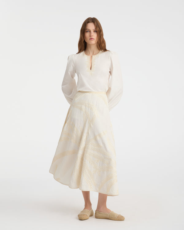 emporio sirenuse Tasha Skirt with Palm Embroidery