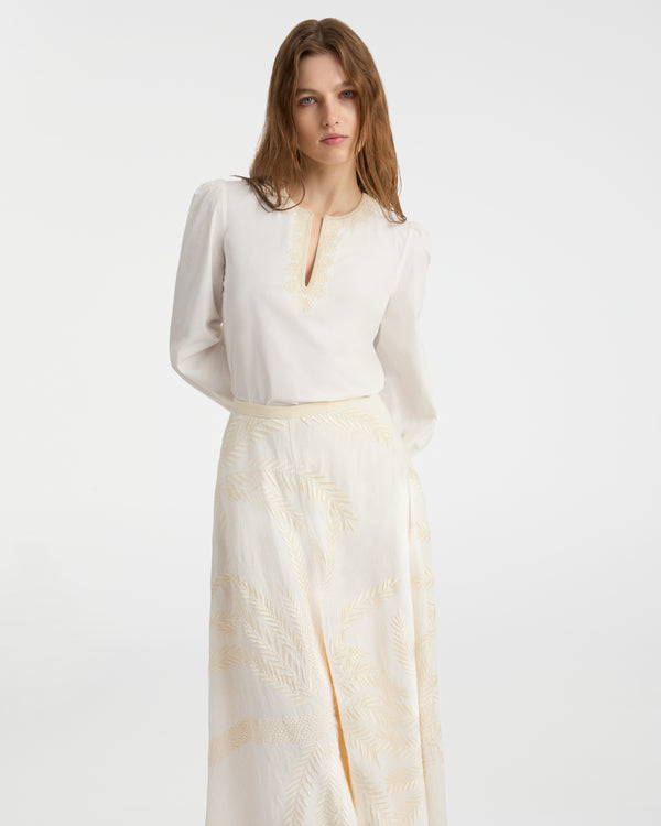 emporio sirenuse Vera Shirt with Palm Embroidery
