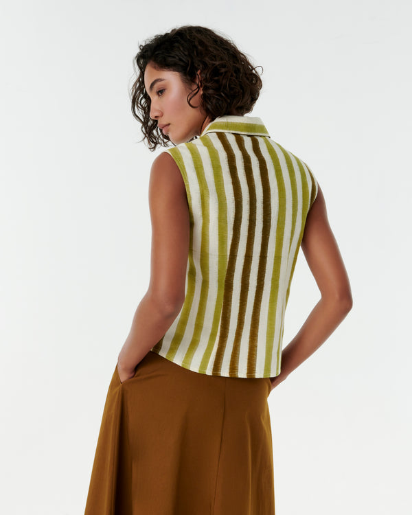 Emporio Sirenuse Ylenia Top In Ikat Stripes