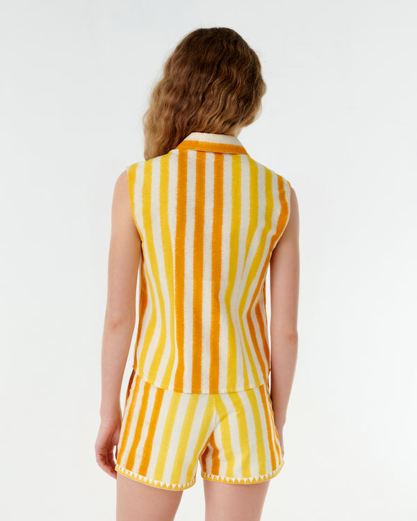 Emporio Sirenuse Ylenia Top In Ikat Stripes