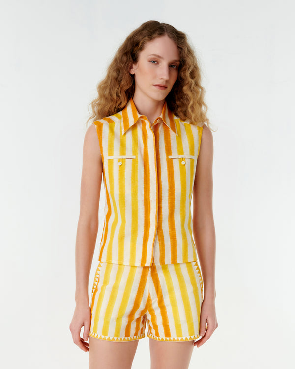 emporio sirenuse Ylenia Top in Ikat Stripes