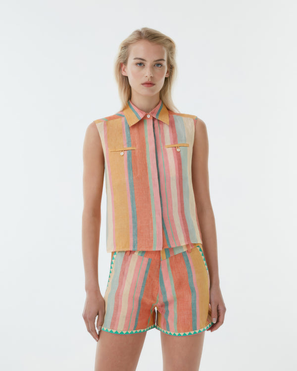 emporio sirenuse Ylenia Top in Rainbow Stripes