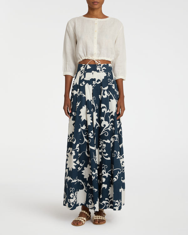 Emporio Sirenuse Flaminia Skirt In Flower Screen Print