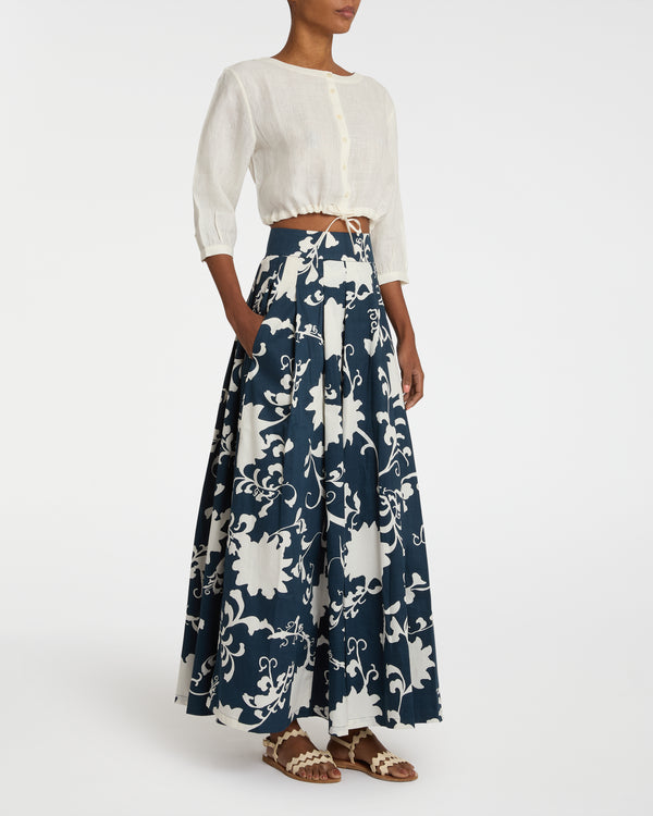 Emporio Sirenuse Flaminia Skirt In Flower Screen Print