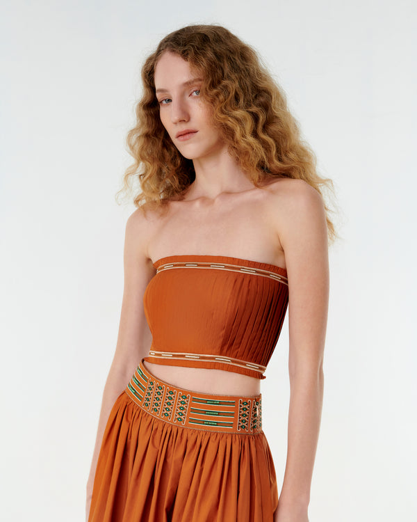 emporio sirenuse Flavia Top with Backgammon Embroidery