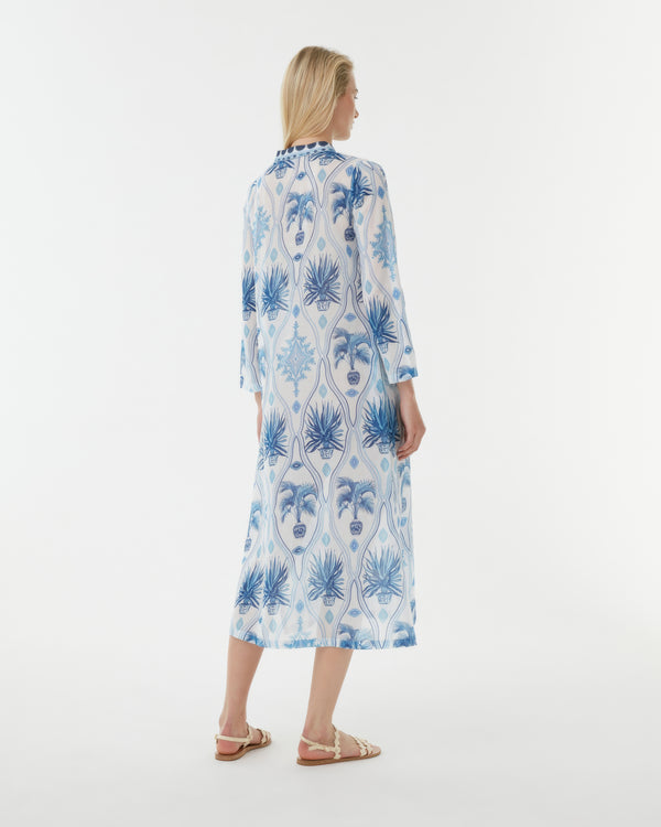 Emporio Sirenuse Giada Caftan In Garden Mesh Cotton Voile