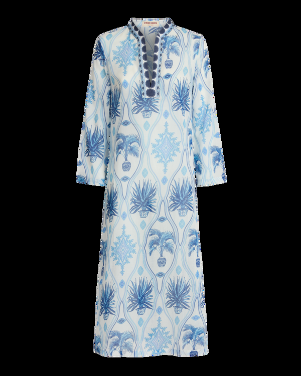 Emporio Sirenuse Giada Caftan In Garden Mesh Cotton Voile