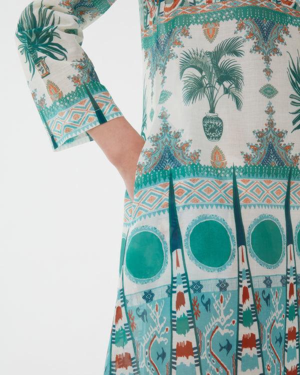 Emporio Sirenuse Giada Caftan In Tribal Botanic Print