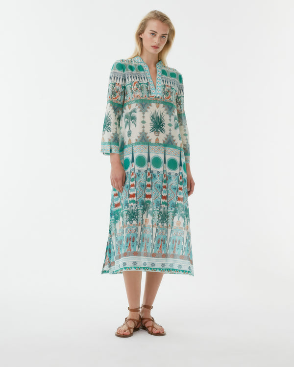 emporio sirenuse Giada Caftan in Tribal Botanic Print