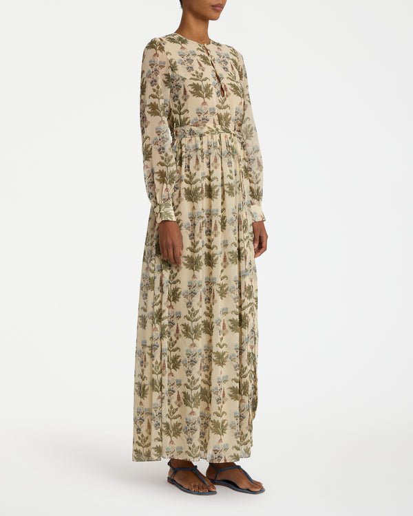Emporio Sirenuse Giorgina Dress In Shiny Persian Botanic Print