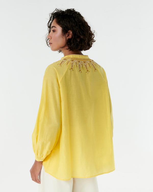 Emporio Sirenuse Ilizia Blouse With Backgammon Embroidery