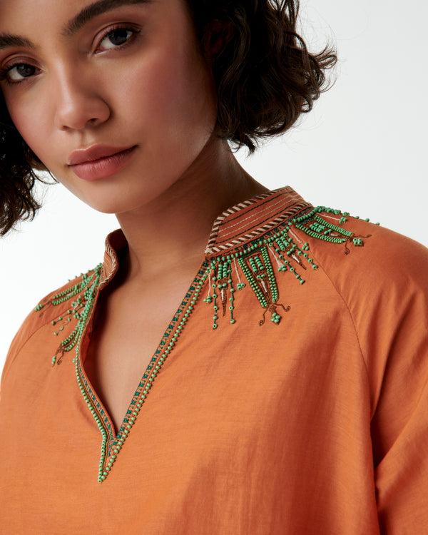 Emporio Sirenuse Ilizia Blouse With Backgammon Embroidery