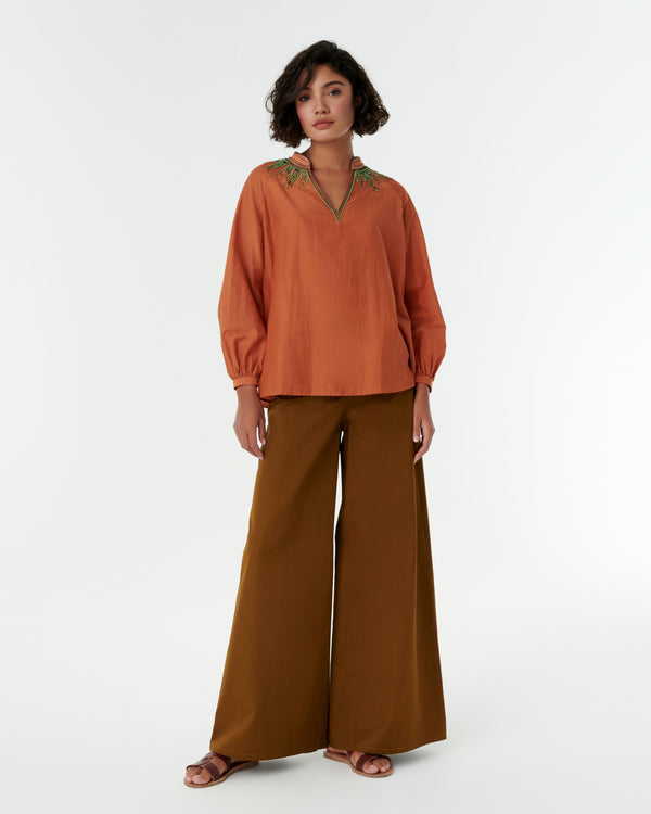 Emporio Sirenuse Ilizia Blouse With Backgammon Embroidery