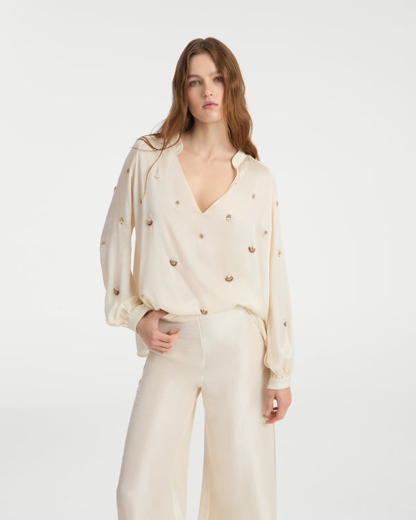 emporio sirenuse Ilizia Blouse with Embroidery Beads