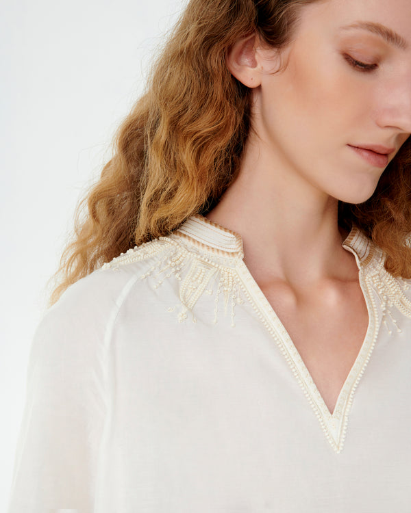 Emporio Sirenuse Ilizia Blouse With Greek Rooster Embroidery