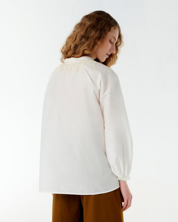 Emporio Sirenuse Ilizia Blouse With Greek Rooster Embroidery