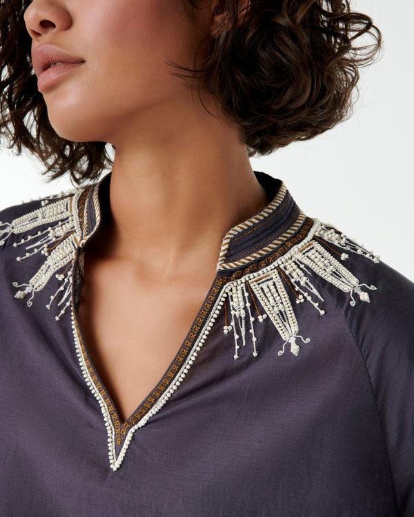 Emporio Sirenuse Ilizia Blouse With Greek Rooster Embroidery