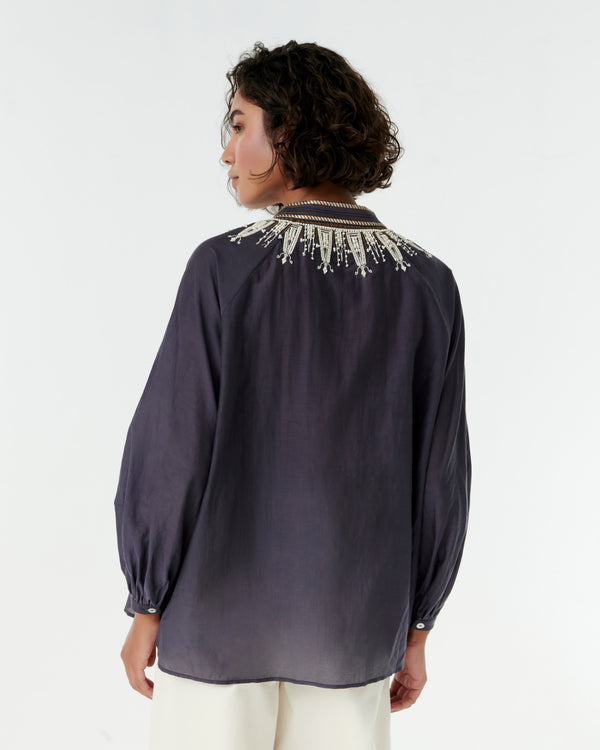 Emporio Sirenuse Ilizia Blouse With Greek Rooster Embroidery