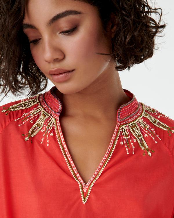 Emporio Sirenuse Ilizia Blouse With Japanese Peacock Embroidery