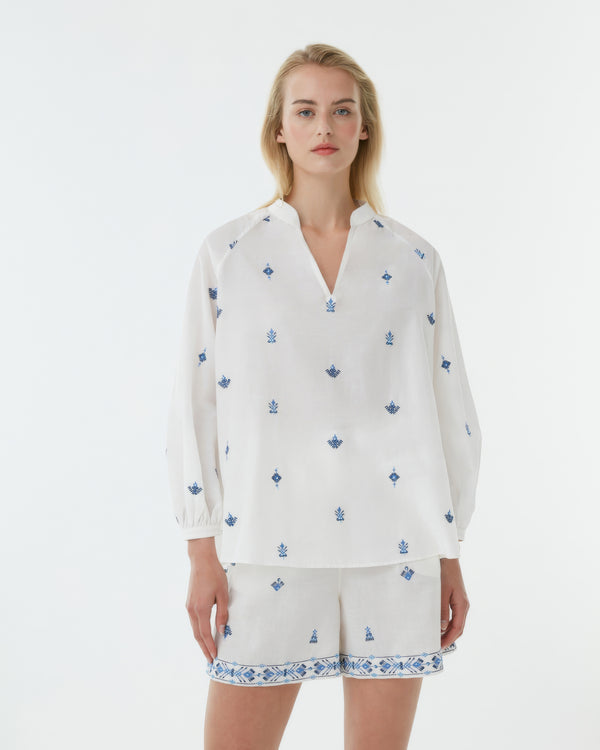 emporio sirenuse Ilizia Shirt With Astragal Embroidery