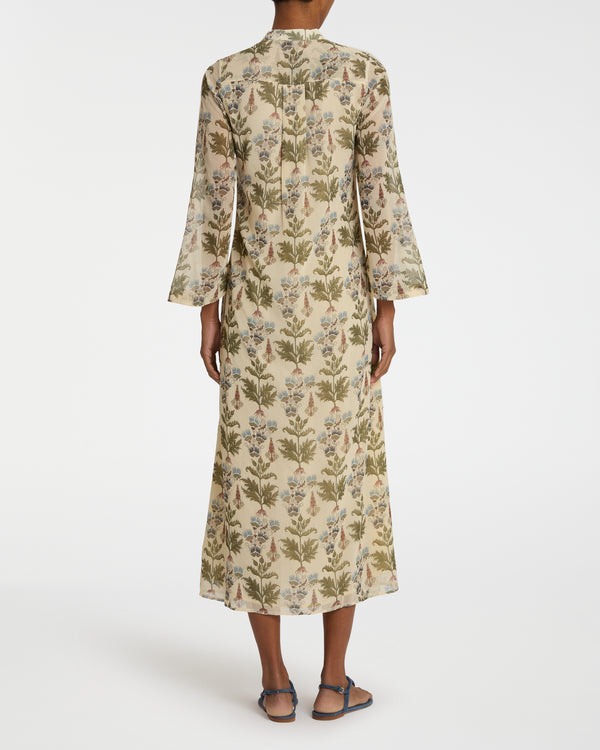 Emporio Sirenuse Jenna Caftan In Shiny Persian Botanic Print