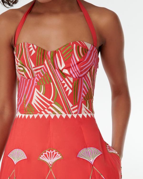 Emporio Sirenuse Lotty Dress With Japanese Peacock Embroidery