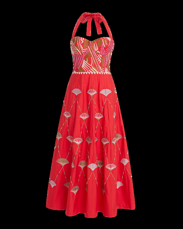 Emporio Sirenuse Lotty Dress With Japanese Peacock Embroidery