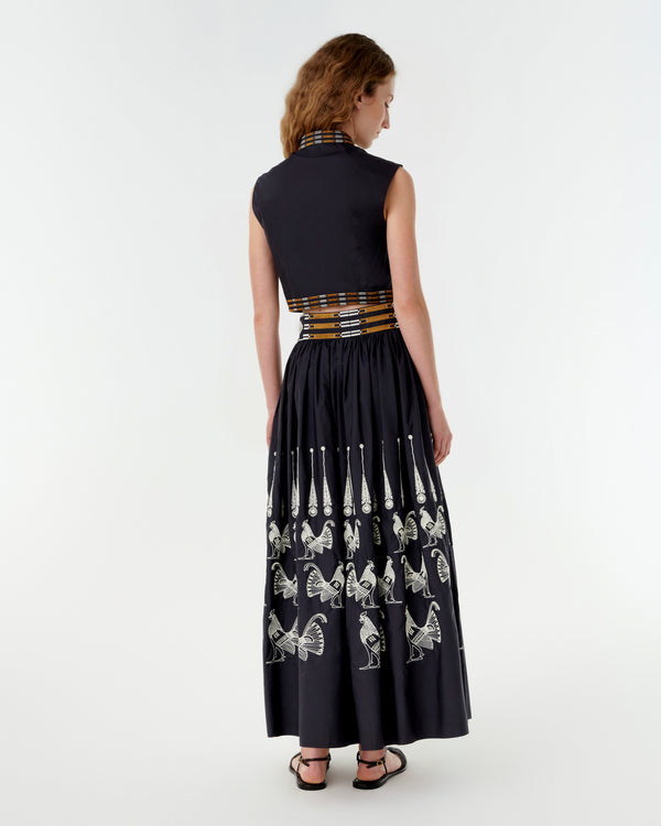 Emporio Sirenuse Ombretta Skirt With Greek Rooster Embroidery