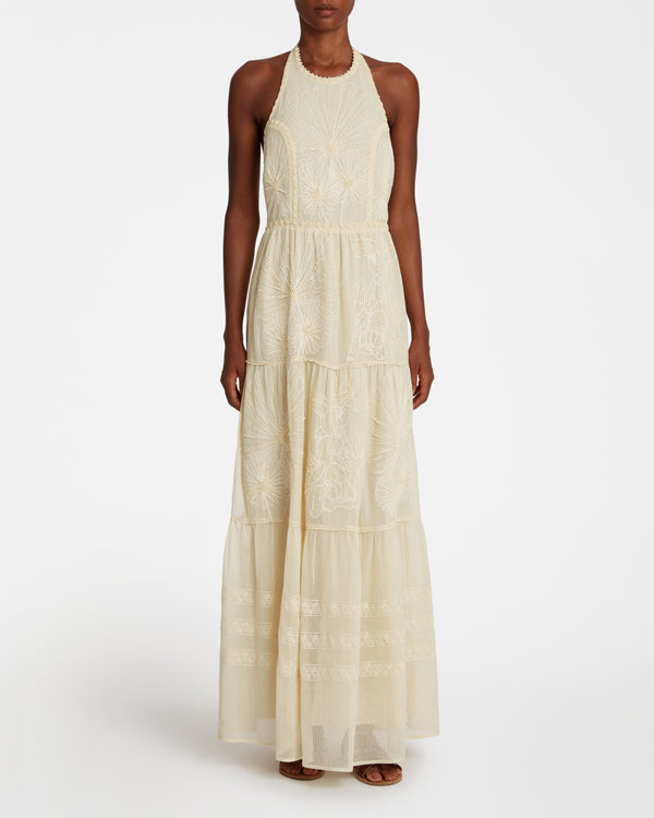 Emporio Sirenuse Sibilla Dress With Flower Net Embroidery