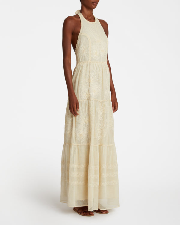 Emporio Sirenuse Sibilla Dress With Flower Net Embroidery