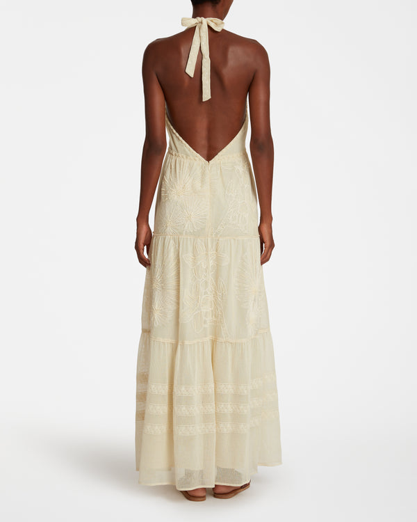 Emporio Sirenuse Sibilla Dress With Flower Net Embroidery