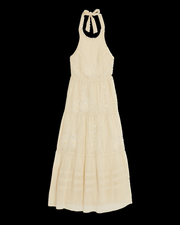 emporio sirenuse Sibilla Dress With Flower Net Embroidery