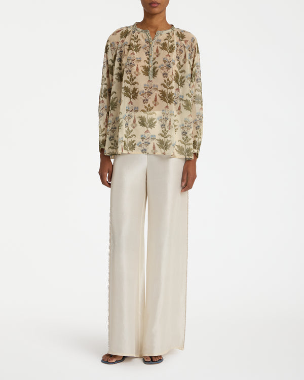 Emporio Sirenuse Sunshirt In Shiny Persian Botanic Print
