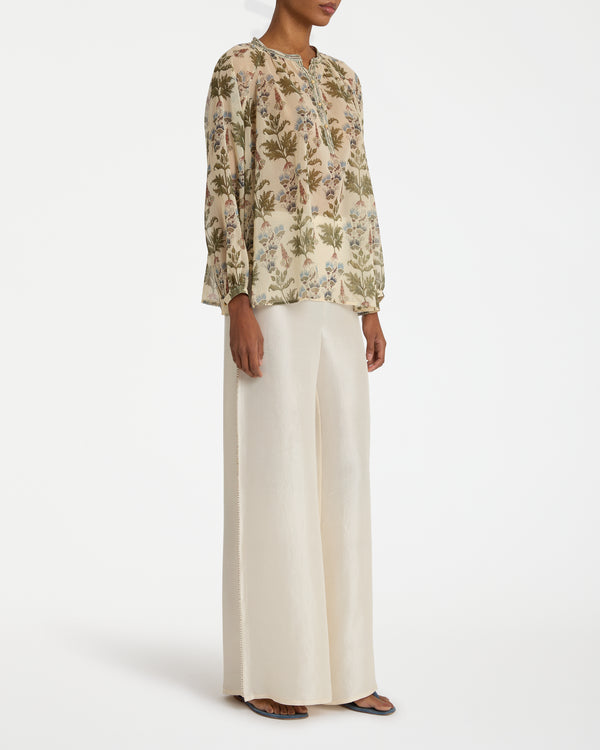 Emporio Sirenuse Sunshirt In Shiny Persian Botanic Print