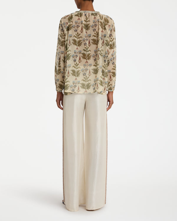 Emporio Sirenuse Sunshirt In Shiny Persian Botanic Print